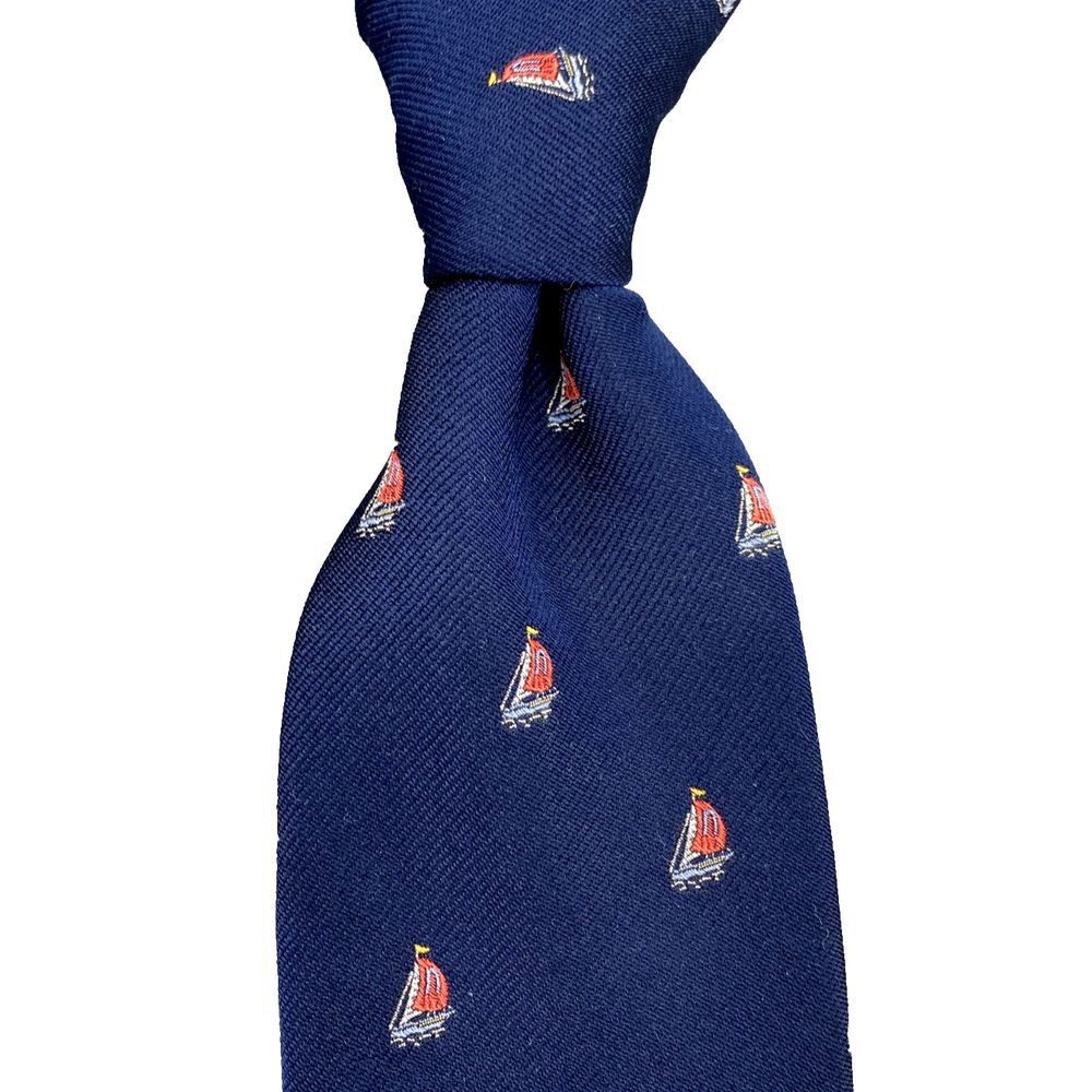 Robert‎ Talbott Nordstrom Silk Necktie Sailboat Corpcore Business Preppy Career
